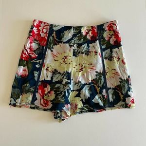 Minkpink Womens Multicolor Floral Elastic Waist Side Zip Casual Shorts Medium